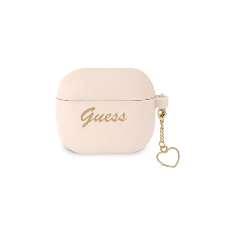 Guess GUA3LSCHSP Charm Heart Collection custodia in silicone per Apple AirPods 3ª generazione - rosa