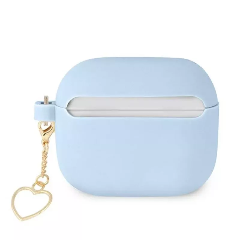 Guess GUA3LSCHSB Charm Heart Collection custodia in silicone per AirPods 3, blu