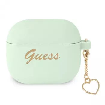 Guess GUA3LSCHSN custodia per AirPods 3 verde in silicone Charm Heart Collection
