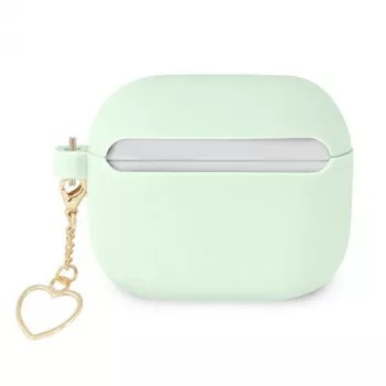 Guess GUA3LSCHSN custodia per AirPods 3 verde in silicone Charm Heart Collection