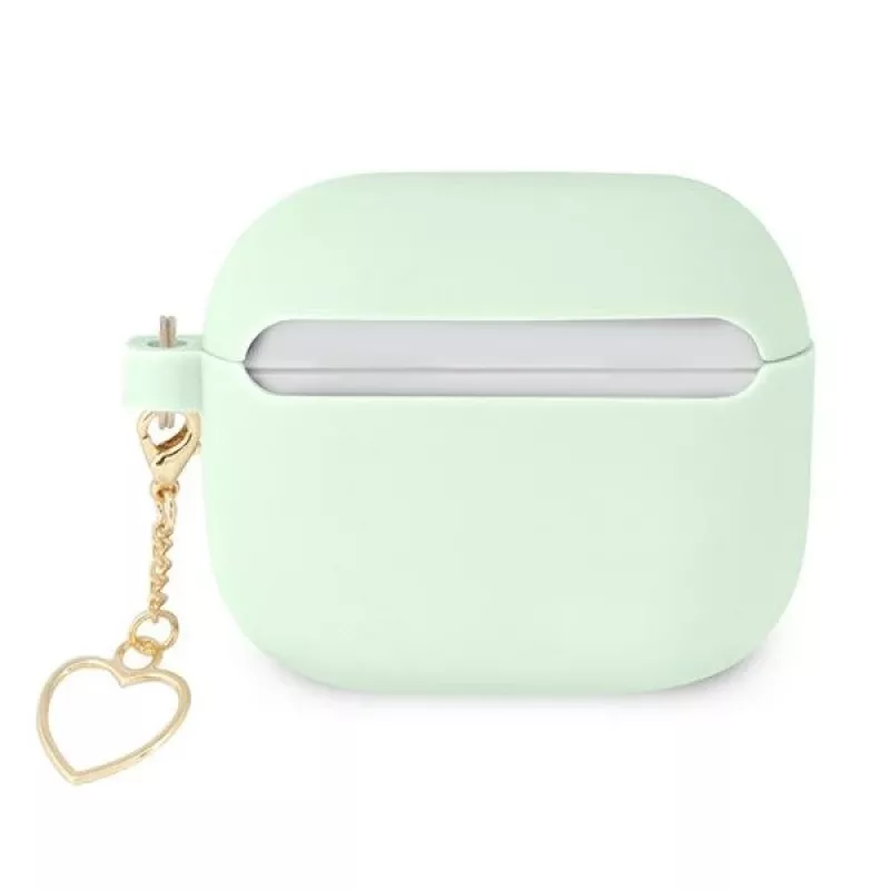 Guess GUA3LSCHSN custodia per AirPods 3 verde in silicone Charm Heart Collection