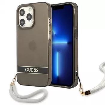 Guess GUHCP13LHTSGSK custodia rigida traslucida con cinturino per Apple iPhone 13 Pro / iPhone 13, nera