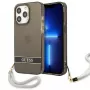 Guess GUHCP13LHTSGSK custodia rigida traslucida con cinturino per Apple iPhone 13 Pro / iPhone 13, nera