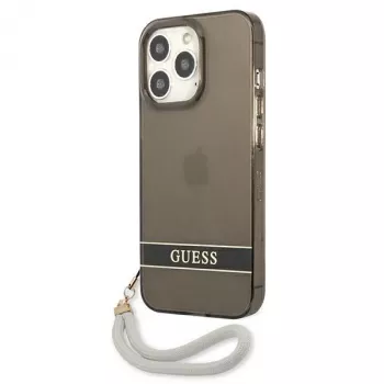 Guess GUHCP13LHTSGSK custodia rigida traslucida con cinturino per Apple iPhone 13 Pro / iPhone 13, nera