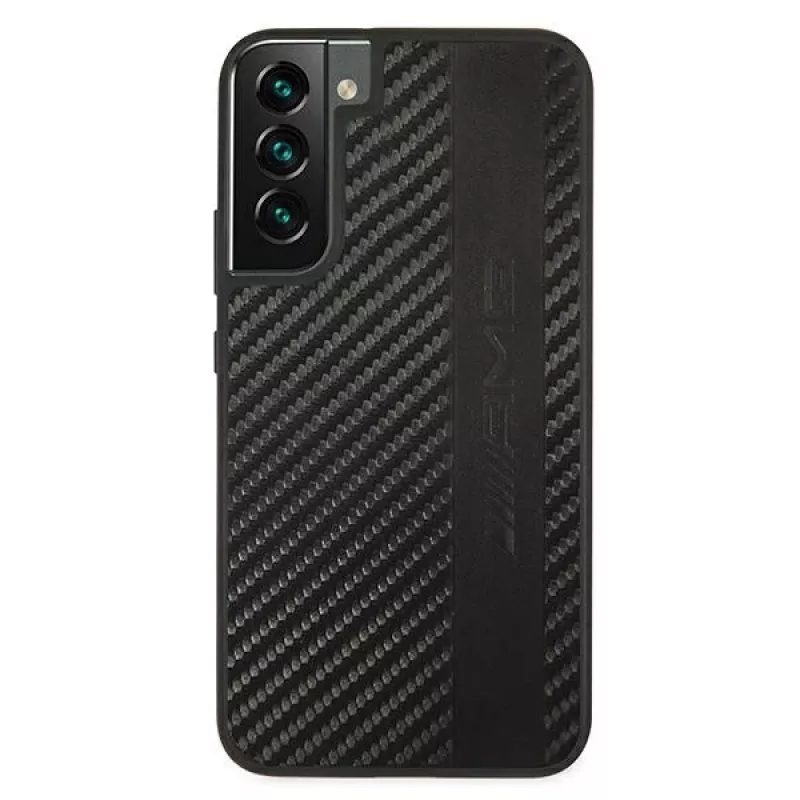 AMG AMHCS22MBLSCA custodia rigida per Samsung Galaxy S22+ Carbon Stripe & Embossed nera