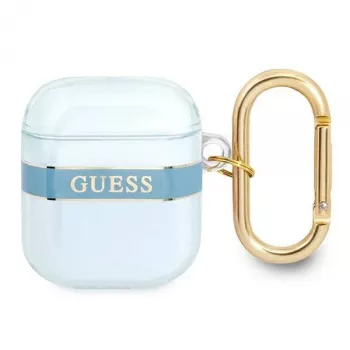 Guess GUA2HHTSB custodia per AirPods 1/2 blu Strap Collection