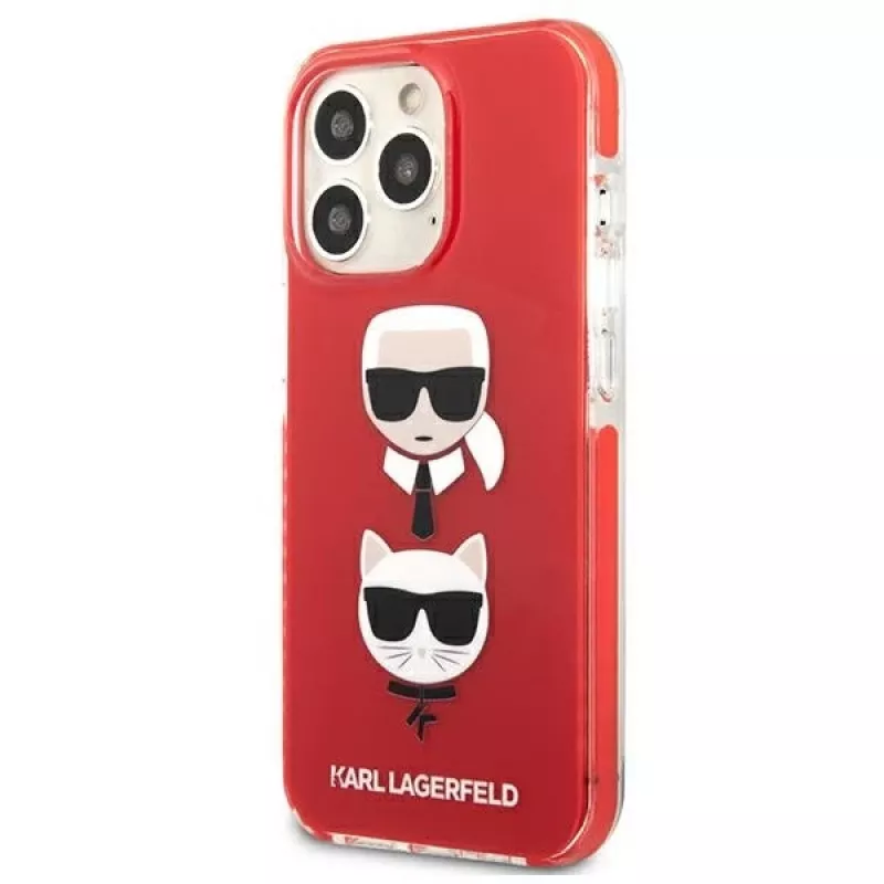 Karl Lagerfeld KLHCP13LTPE2TR iPhone 13 Pro / 13 6.1 custodia rigida rossa Karl & Choupette Head