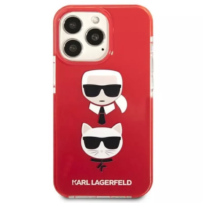 Karl Lagerfeld KLHCP13LTPE2TR iPhone 13 Pro / 13 6.1 custodia rigida rossa Karl & Choupette Head