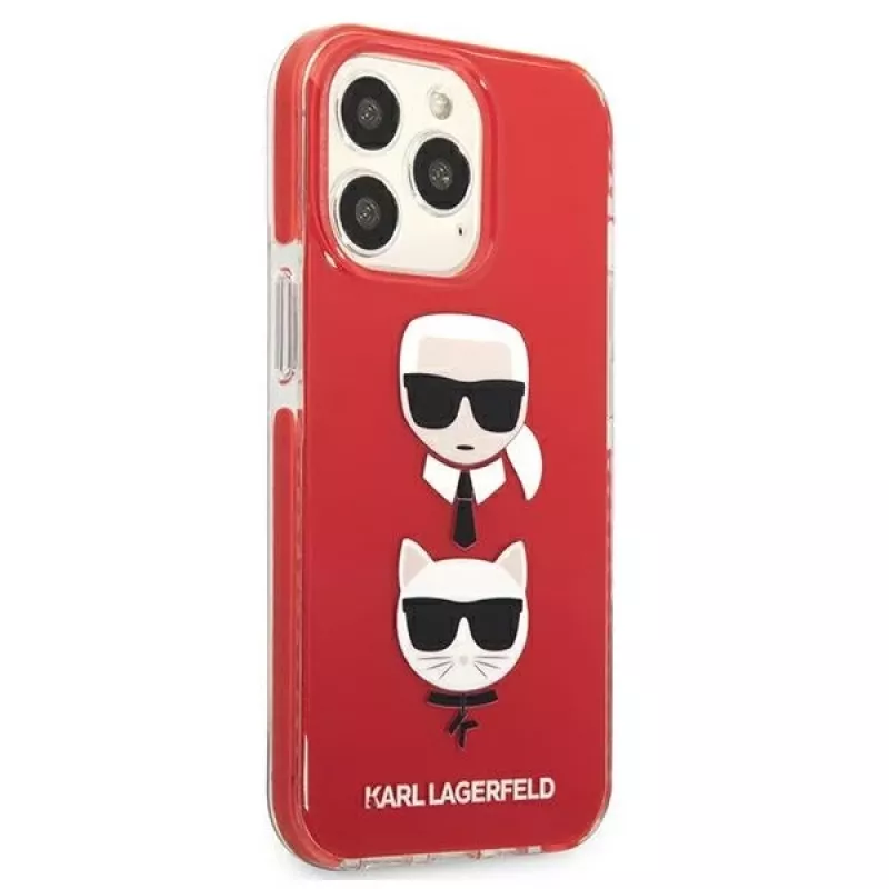 Karl Lagerfeld KLHCP13LTPE2TR iPhone 13 Pro / 13 6.1 custodia rigida rossa Karl & Choupette Head
