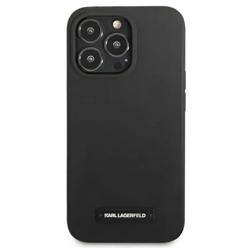 Karl Lagerfeld KLHCP13LSLMP1K iPhone 13 Pro / 13 6.1 custodia rigida nera Silicone Plaque