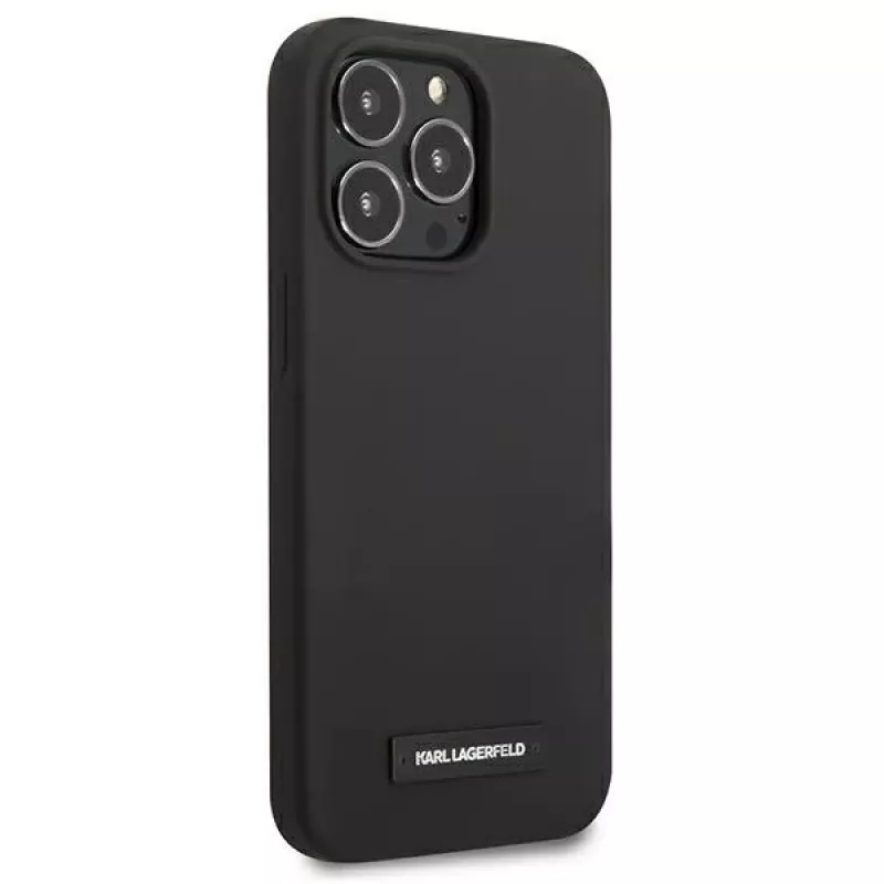 Karl Lagerfeld KLHCP13LSLMP1K iPhone 13 Pro / 13 6.1 custodia rigida nera Silicone Plaque