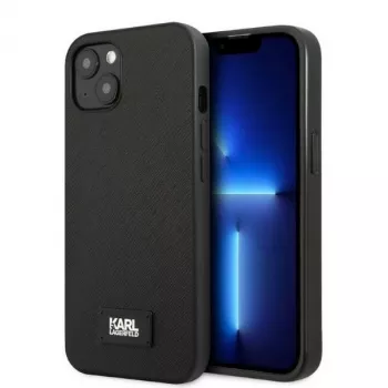 Karl Lagerfeld KLHCP13SSFMP2K custodia rigida Saffiano Plaque per iPhone 13 mini, nera