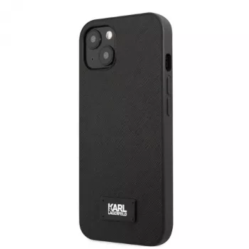 Karl Lagerfeld KLHCP13SSFMP2K custodia rigida Saffiano Plaque per iPhone 13 mini, nera