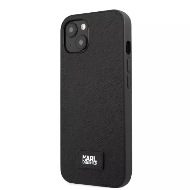 Karl Lagerfeld KLHCP13SSFMP2K custodia rigida Saffiano Plaque per iPhone 13 mini, nera