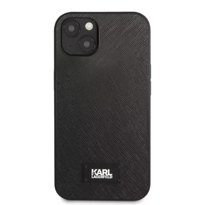 Karl Lagerfeld KLHCP13SSFMP2K custodia rigida Saffiano Plaque per iPhone 13 mini, nera