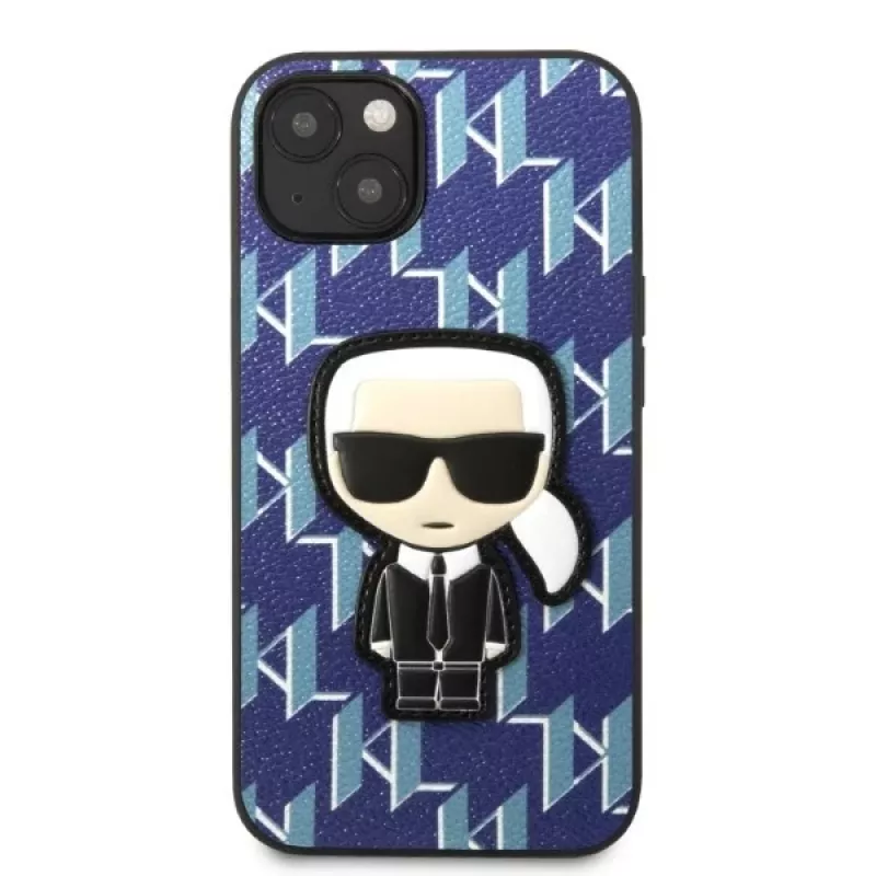 Karl Lagerfeld KLHCP13SPMNIKBL Custodia rigida per iPhone 13 mini blu Monogram Ikonik Patch