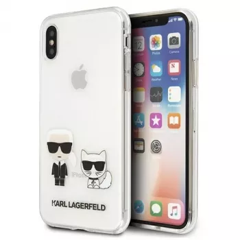 Karl Lagerfeld KLHCI65CKTR Custodia rigida per Apple iPhone Xs Max, trasparente, design Karl & Choupette