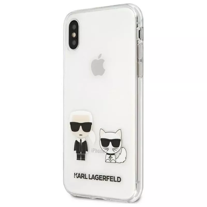 Karl Lagerfeld KLHCI65CKTR Custodia rigida per Apple iPhone Xs Max, trasparente, design Karl & Choupette