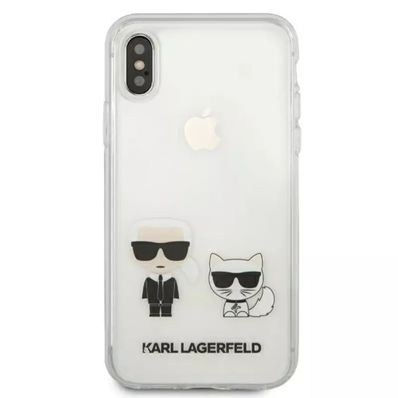 Karl Lagerfeld KLHCI65CKTR Custodia rigida per Apple iPhone Xs Max, trasparente, design Karl & Choupette