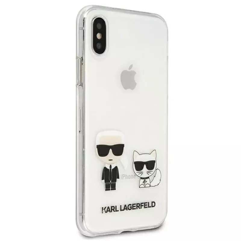 Karl Lagerfeld KLHCI65CKTR Custodia rigida per Apple iPhone Xs Max, trasparente, design Karl & Choupette