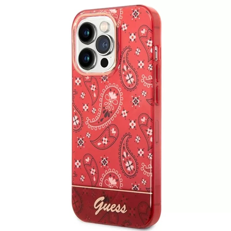 Guess GUHCP14LHGBNHR Custodia rigida Bandana Paisley per Apple iPhone 14 Pro 6,1