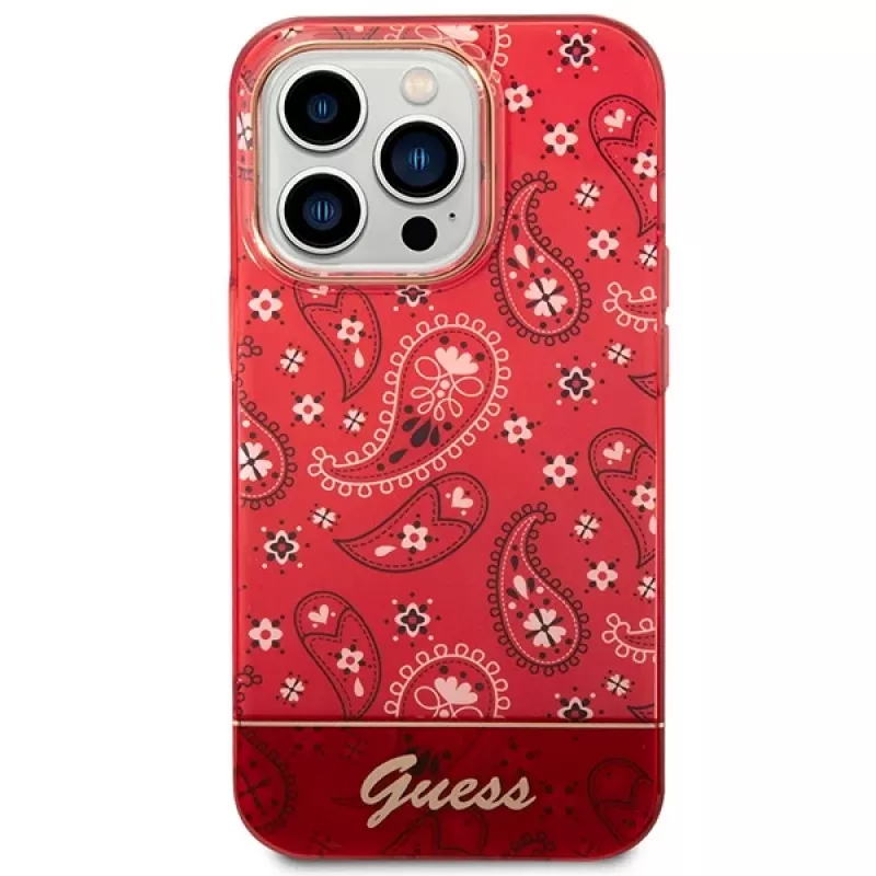 Guess GUHCP14LHGBNHR Custodia rigida Bandana Paisley per Apple iPhone 14 Pro 6,1