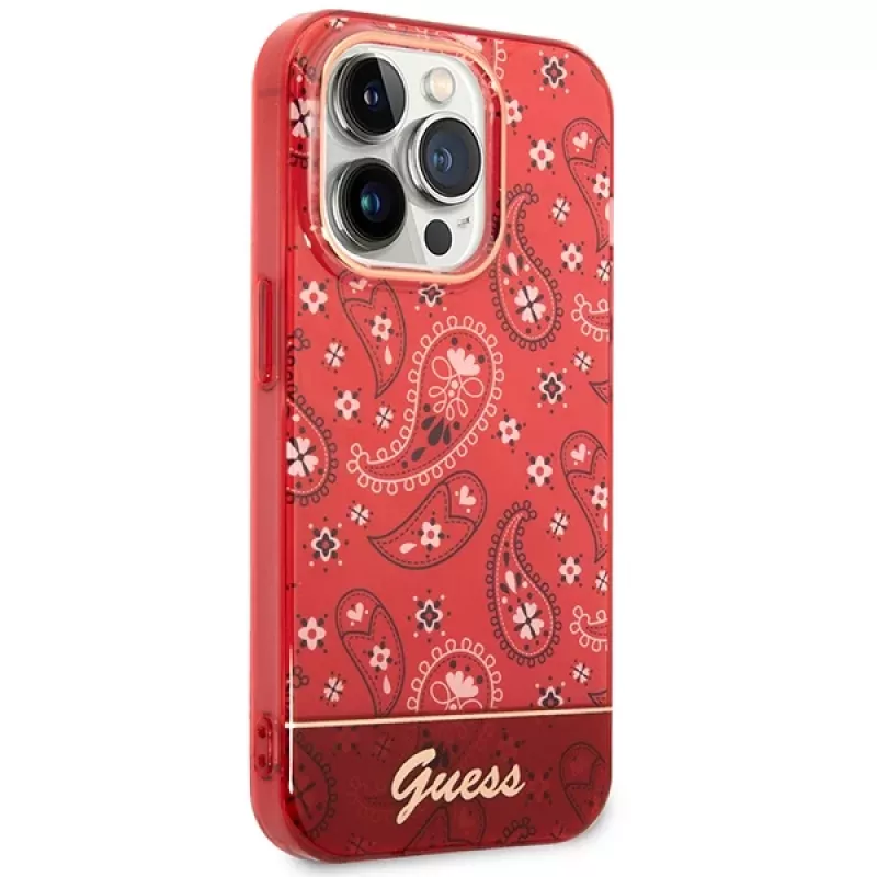 Guess GUHCP14LHGBNHR Custodia rigida Bandana Paisley per Apple iPhone 14 Pro 6,1