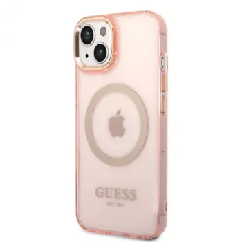 Guess Custodia rigida Gold Outline Translucent MagSafe per iPhone 13/14/15 6,1