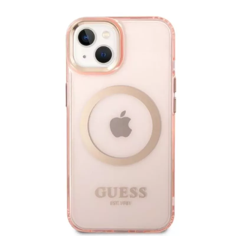 Guess Custodia rigida Gold Outline Translucent MagSafe per iPhone 13/14/15 6,1