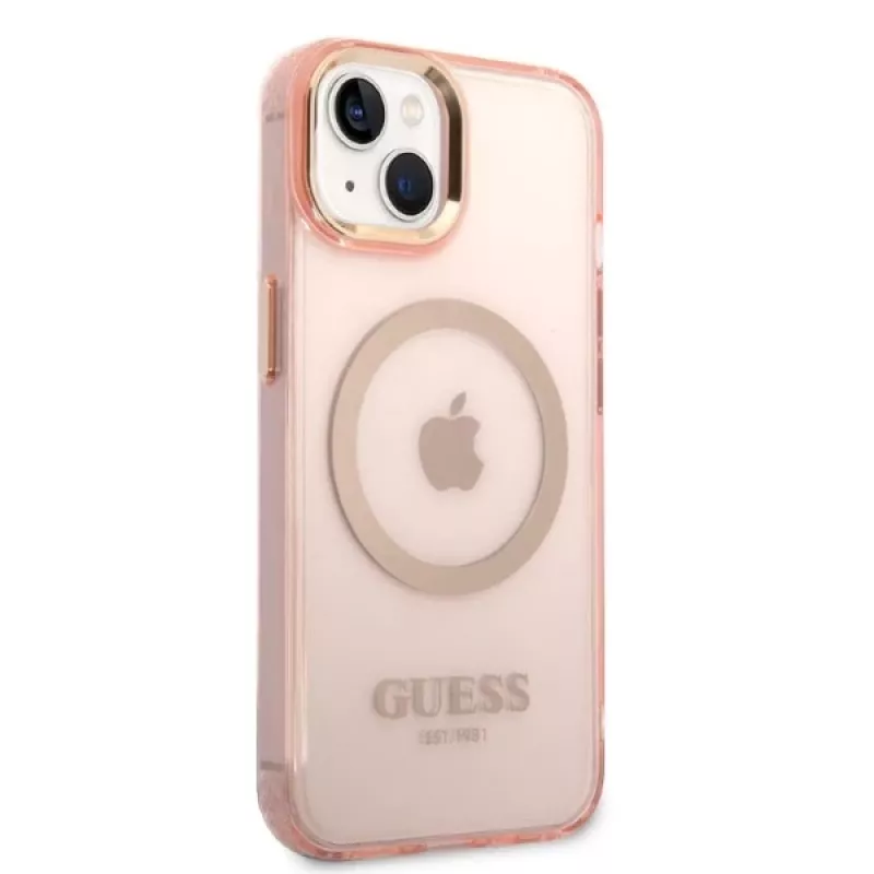 Guess Custodia rigida Gold Outline Translucent MagSafe per iPhone 13/14/15 6,1