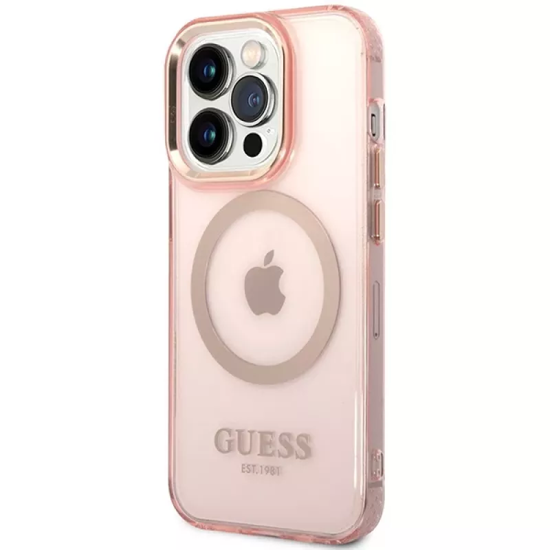Guess Custodia rigida Gold Outline Translucent MagSafe per iPhone 14 Pro Max 6,7