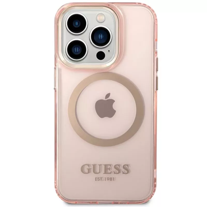 Guess Custodia rigida Gold Outline Translucent MagSafe per iPhone 14 Pro Max 6,7