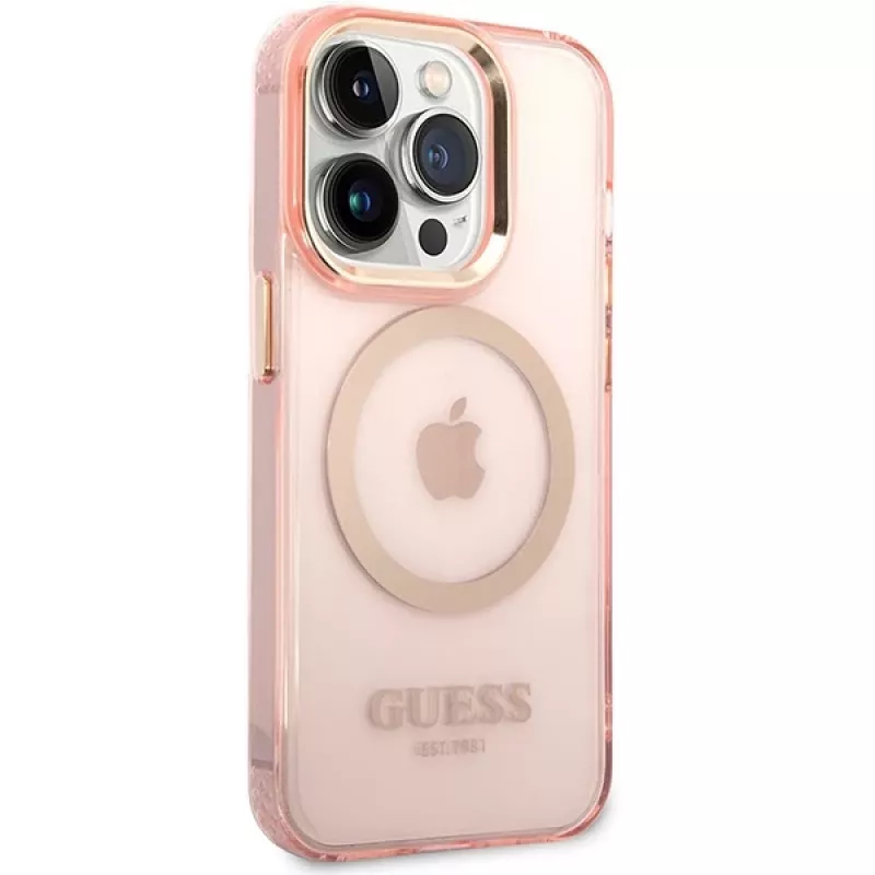 Guess Custodia rigida Gold Outline Translucent MagSafe per iPhone 14 Pro Max 6,7