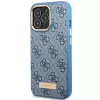 Guess GUHMP14LU4GPRB Custodia rigida per iPhone 14 Pro 6,1 inch blu 4G Logo Plate MagSafe