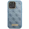 Guess GUHMP14LU4GPRB Custodia rigida per iPhone 14 Pro 6,1 inch blu 4G Logo Plate MagSafe
