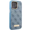 Guess GUHMP14LU4GPRB Custodia rigida per iPhone 14 Pro 6,1 inch blu 4G Logo Plate MagSafe