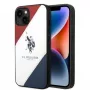 U.S. POLO ASSN. Tricolor Embossed Retro cover per Apple iPhone 14 Plus / 15 Plus 6,7 inch - bianca