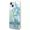 Guess GUHCP14SLFLSN Custodia rigida Flower Liquid Glitter per Apple iPhone 13 / 14 / 15 6,1