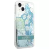 Guess GUHCP14SLFLSN Custodia rigida Flower Liquid Glitter per Apple iPhone 13 / 14 / 15 6,1