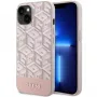 GUESS Custodia rigida per iPhone 13/14/15 rosa GCube Stripes MagSafe