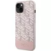 GUESS Custodia rigida per iPhone 13/14/15 rosa GCube Stripes MagSafe