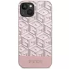 GUESS Custodia rigida per iPhone 13/14/15 rosa GCube Stripes MagSafe