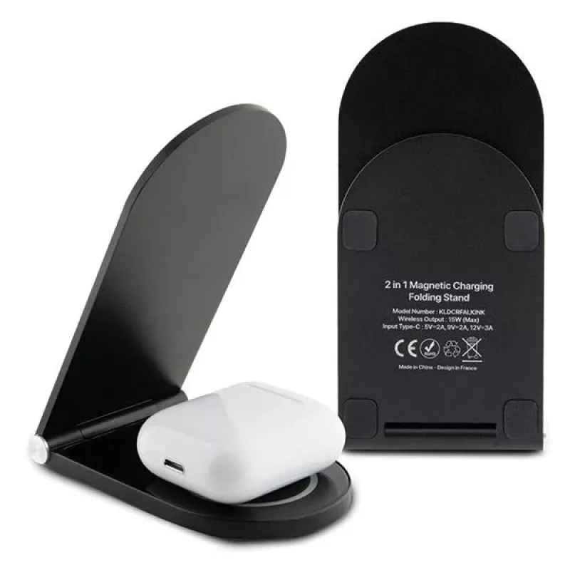 Karl Lagerfeld Caricatore wireless pieghevole 2-in-1 15W nero Ikonik MagSafe