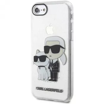 Karl Lagerfeld KLHCI8HNKCTGT Custodia rigida trasparente per iPhone 7/8/SE 2020 / SE 2022 Glitter Karl & Choupette