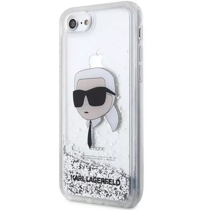 Karl Lagerfeld KLHCI8LNKHCH Custodia rigida Glitter Karl Head per iPhone 7/8/SE 2020/SE 2022, argento