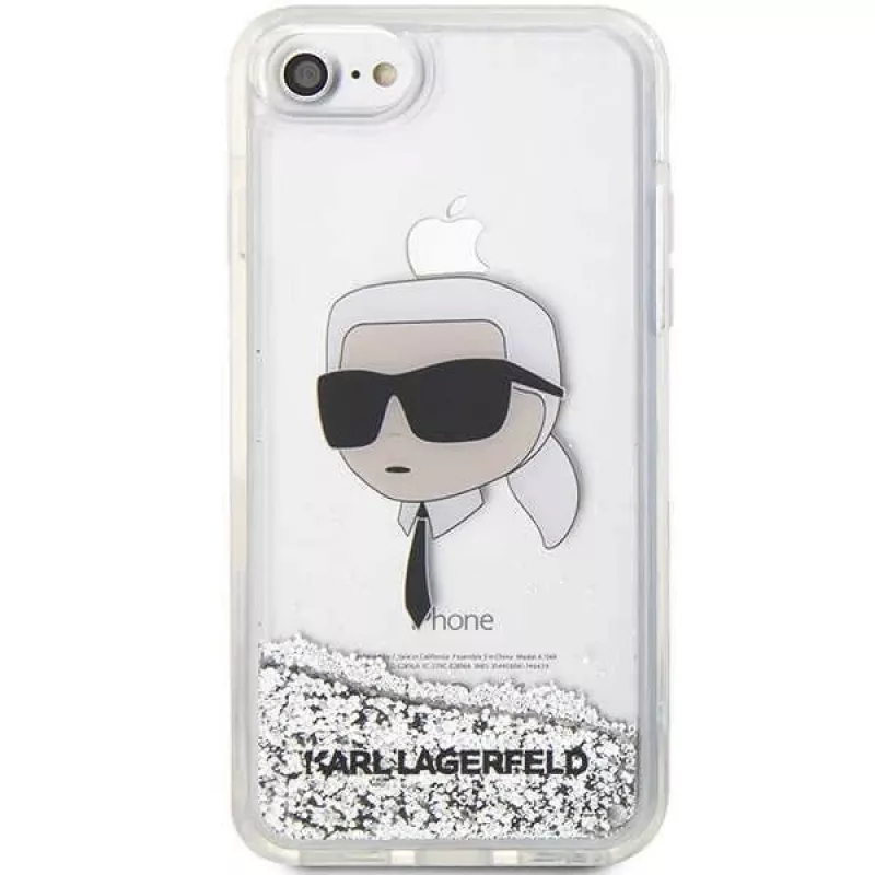 Karl Lagerfeld KLHCI8LNKHCH Custodia rigida Glitter Karl Head per iPhone 7/8/SE 2020/SE 2022, argento