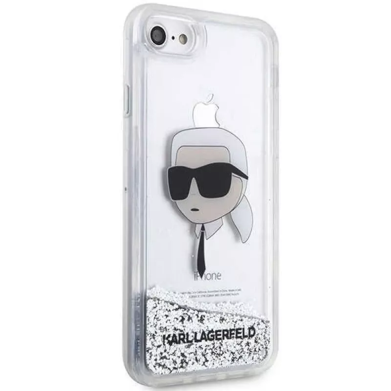 Karl Lagerfeld KLHCI8LNKHCH Custodia rigida Glitter Karl Head per iPhone 7/8/SE 2020/SE 2022, argento