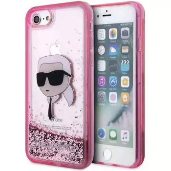 Karl Lagerfeld KLHCI8LNKHCP Custodia rigida Glitter Karl Head per iPhone 7/8/SE 2020/SE 2022, rosa