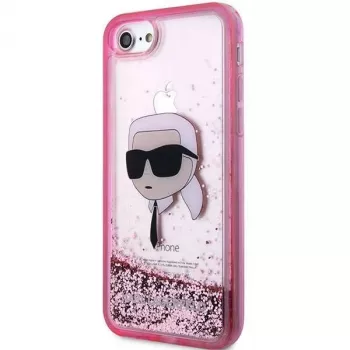 Karl Lagerfeld KLHCI8LNKHCP Custodia rigida Glitter Karl Head per iPhone 7/8/SE 2020/SE 2022, rosa