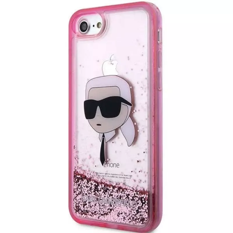 Karl Lagerfeld KLHCI8LNKHCP Custodia rigida Glitter Karl Head per iPhone 7/8/SE 2020/SE 2022, rosa